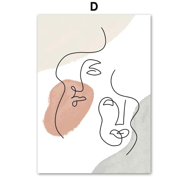 Minimalist Abstract Line Woman Body Face Wall Art Boho Canvas Painting Modern Posters Prints Wall Mural Pictures Living Room
