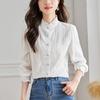 Niche Small Standing Collar White Long-sleeved Autumn New Women's Clothing Fashionable Age-reducing Shirt