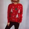 Женская одежда Европейский и американский осень и зима новый плюшевый жаккардовый вязаный свитер с рождественской елкой Новогодний красный рождественский свитер 3513