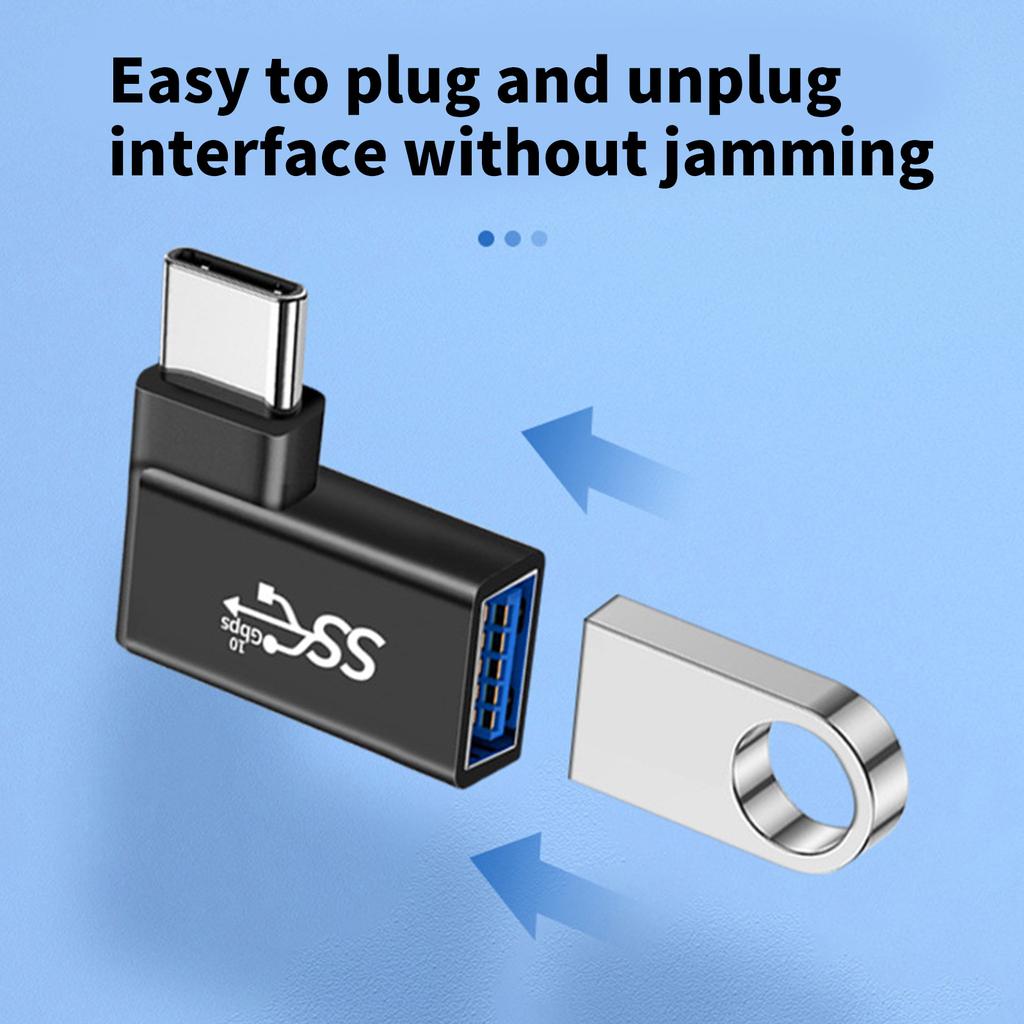 Адаптер USB C - USB, угловой разъем 90 градусов, быстрая зарядка, Plug & Play, USB-конвертер для зарядки, алюминий, ПВХ, для путешествий