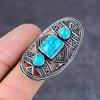 Tibetan Turquoise Handmade 925 Sterling Silver Ring Size 7 Gift For Her j6N57