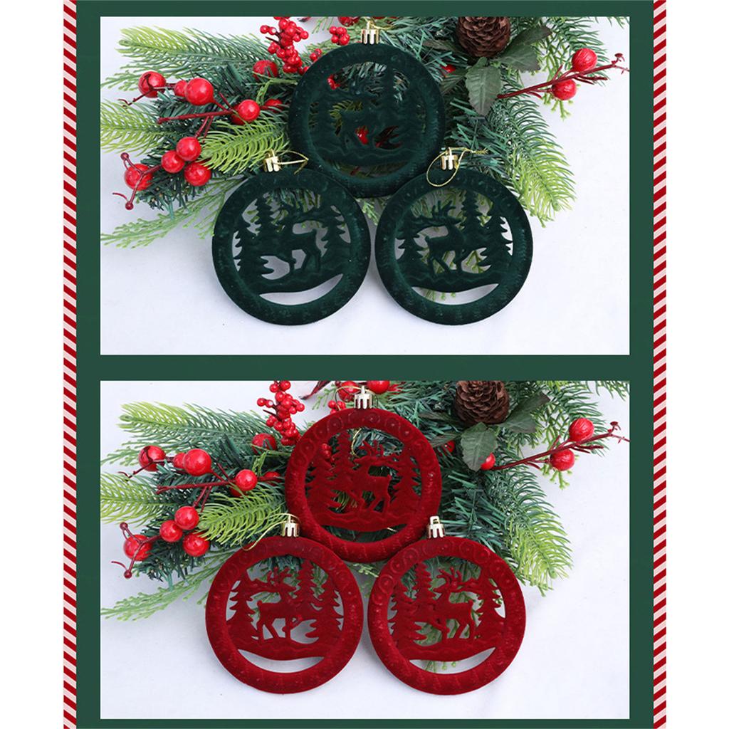 Pack Of 3 Flocked Round Christmas Tree Ornaments Velvety Soft Texture Multi Scene Holiday Hanging Decorations For Xmas Party Home