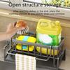 Drain Rack Kitchen Sponge Organizer Large Capacity Multipurpose Self-draining Countertop Dish Soap Holder Sink Caddy