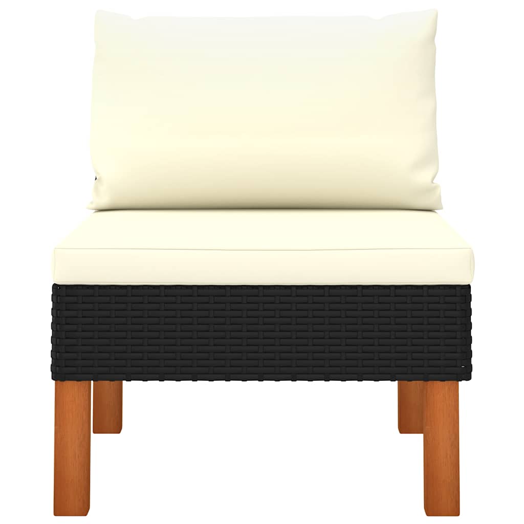 Modular Sofas 3 pcs Poly Rattan and Solid Eucalyptus Wood