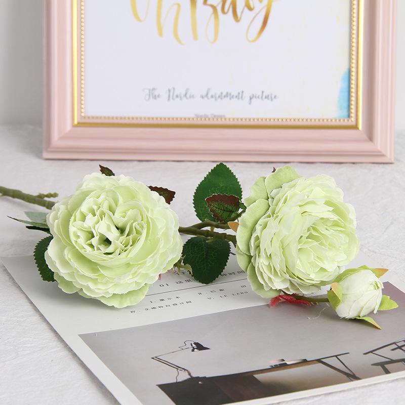 European 3-Head Peony Artificial Flower, Western Rose Design for Home & Wedding Decoration (MW51010)