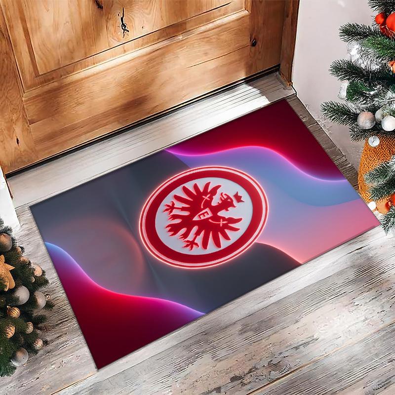 Eintracht Frankfurt Football Print Crystal Velvet Rug, Comfortable Water Absorbent Non Slip Indoor Floor Carpet