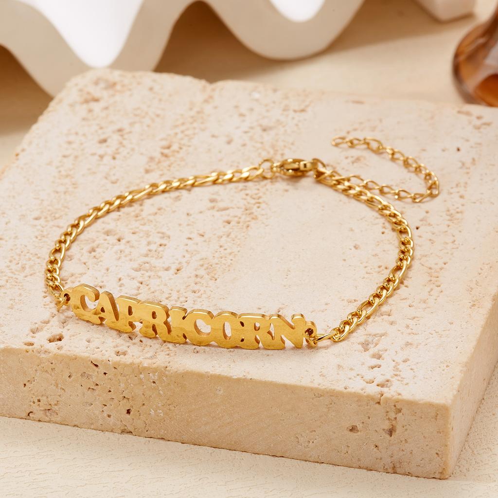 Stainless Steel 12 Constellation Bracelets for Women Men High Quality Letters Zodiac Cuban Chain Bracelet Jewelry Birthday Gift