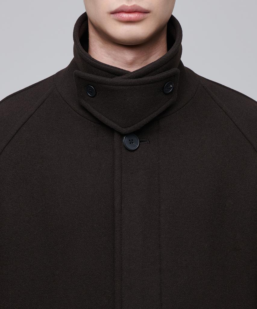 Musinsa Standard Cashmere Blend Oversized Balmacaan Coat [Dark Brown]