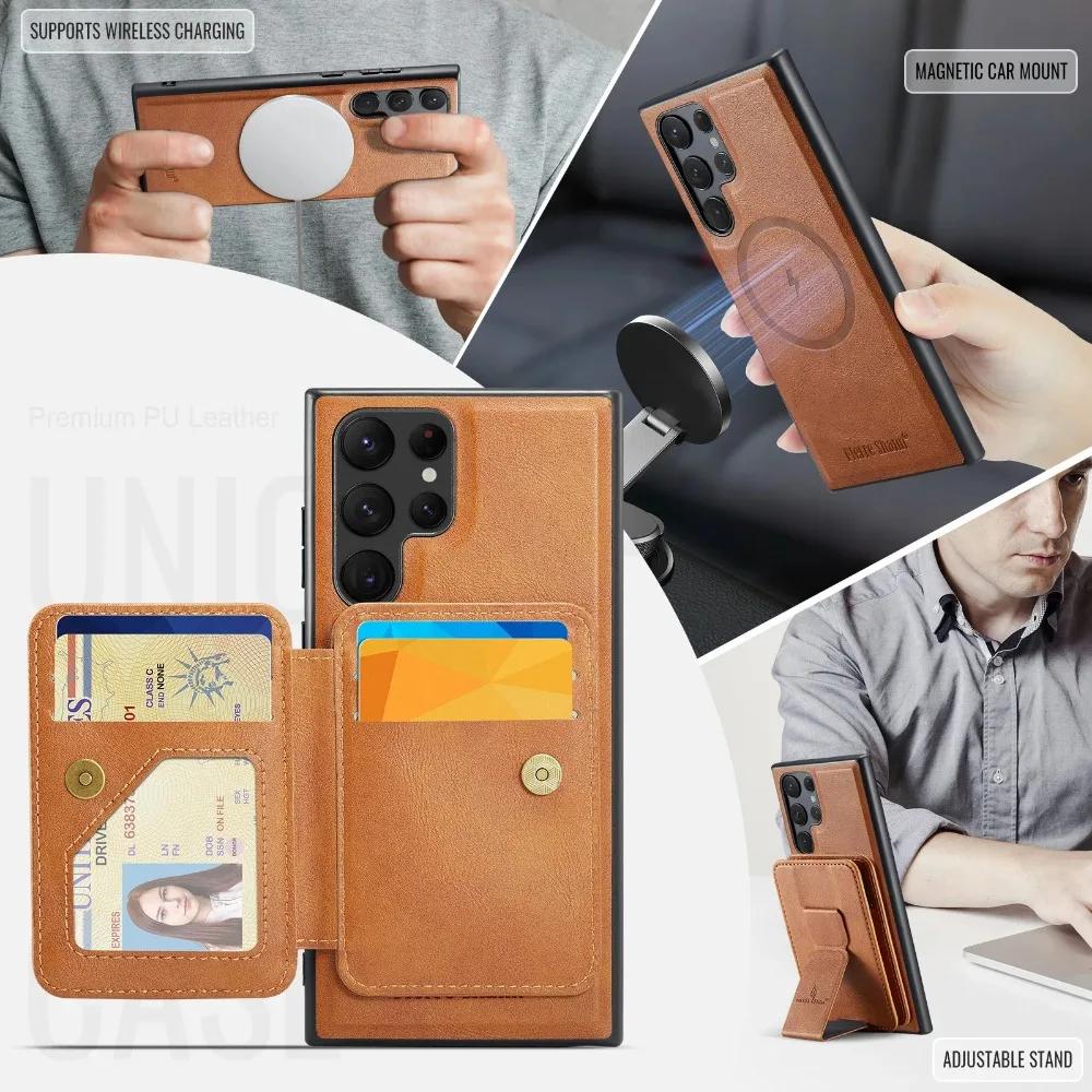 2 в 1 съемный чехол-кошелек с блокировкой RFID и слотом для карт для Samsung Galaxy S24 Ultra S23 FE S22 Plus+ противоударный чехол из искусственной кожи