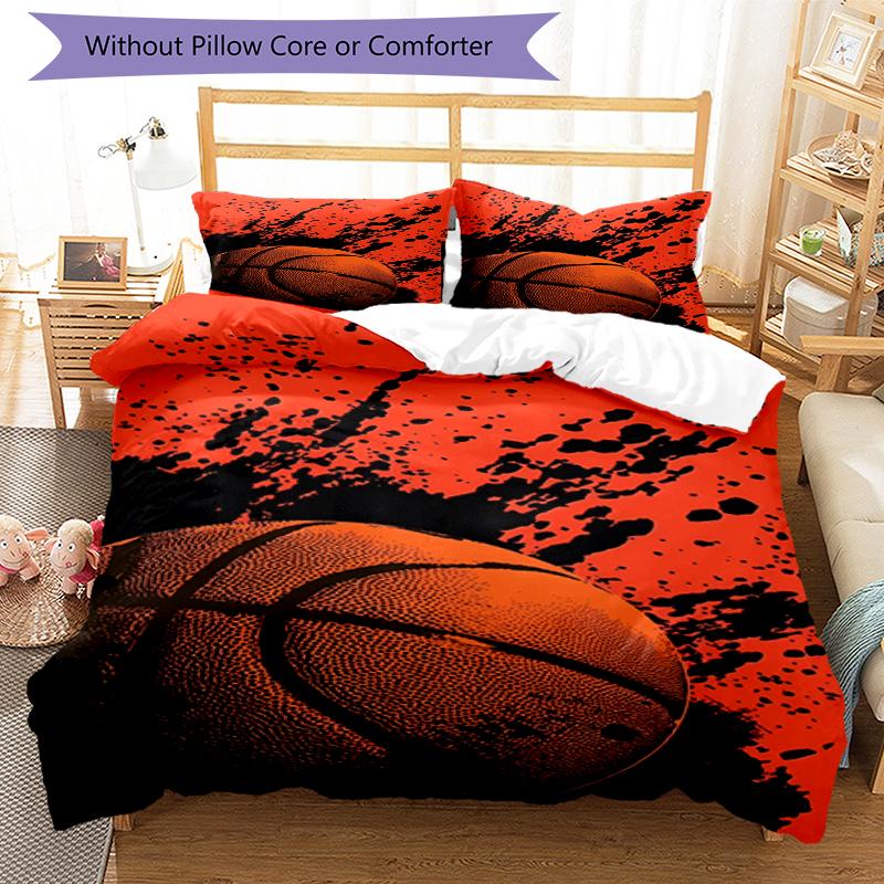3pcs basketball Bedding Set Duvet Cover Closure Includes 1 Duvet Cover & 2 Pillowcases, Soft and Comfortable for All Seasons.