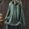 Women Vintage Hooded Knitted Sweaters Print Floral Cloths Spring Long Sleeve Loose Soft Sweaters