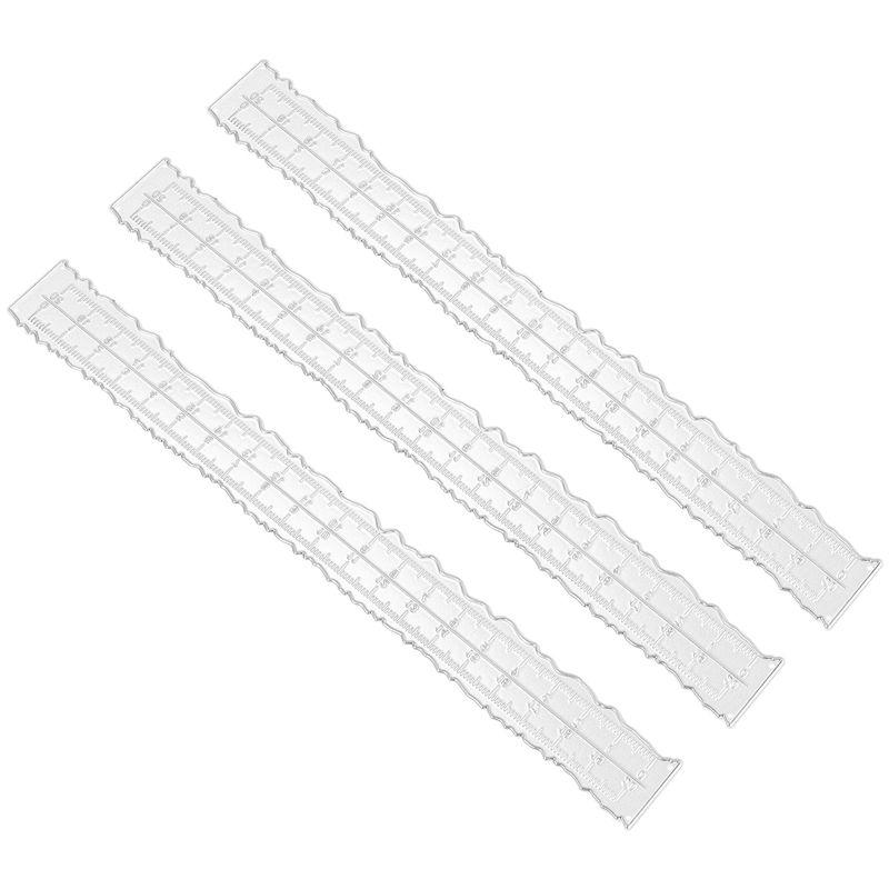 ABJI-3 Pieces 8.4 Inches Metal Irregular Edges Ruler Edges Ruler For Card Making Scrapbooking Craft Decor School Office Tools