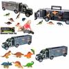 Exciting Dinosaur Truck Carry Case Transporter Dino Figures Playset For Kids Xmas Gift