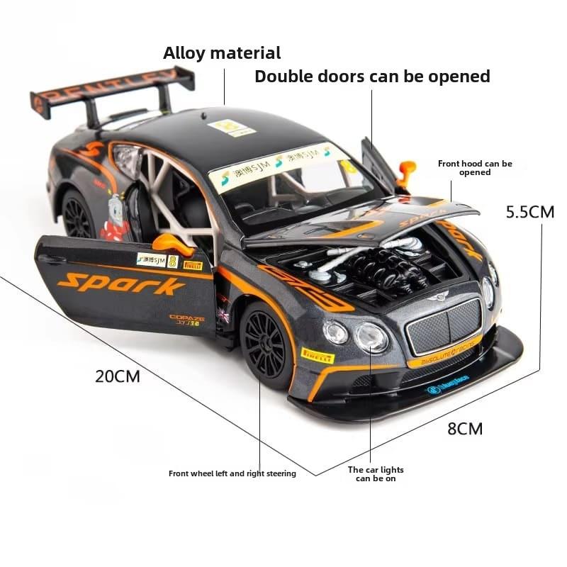 1:24 Bentley Continental GT3 литой игрушечный автомобиль из литого сплава модель автомобиля со звуком и светом и функцией инерционного движения игрушечный автомобиль для детей мальчик подарок