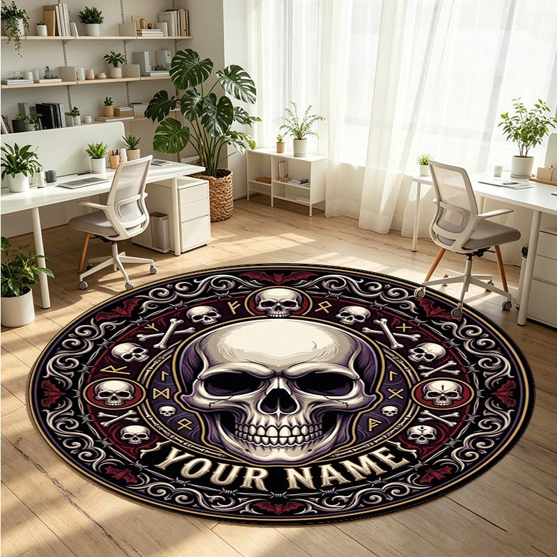 Mandala Ornament (608) Theme Round Crystal Velvet Rug Custom Name Text Personalized Floor Mat Home Decor Non Slip Crystal Carpet