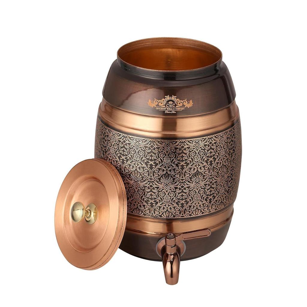 Pure Copper Dispenser 5 Litres Antique Itched Design