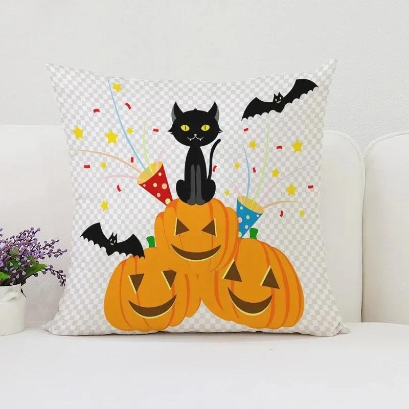 Декоративная наволочка с изображением тыквы и кошки на Хэллоуин, подходящая для дома, гостиной, дивана, спальни, декоративная наволочка