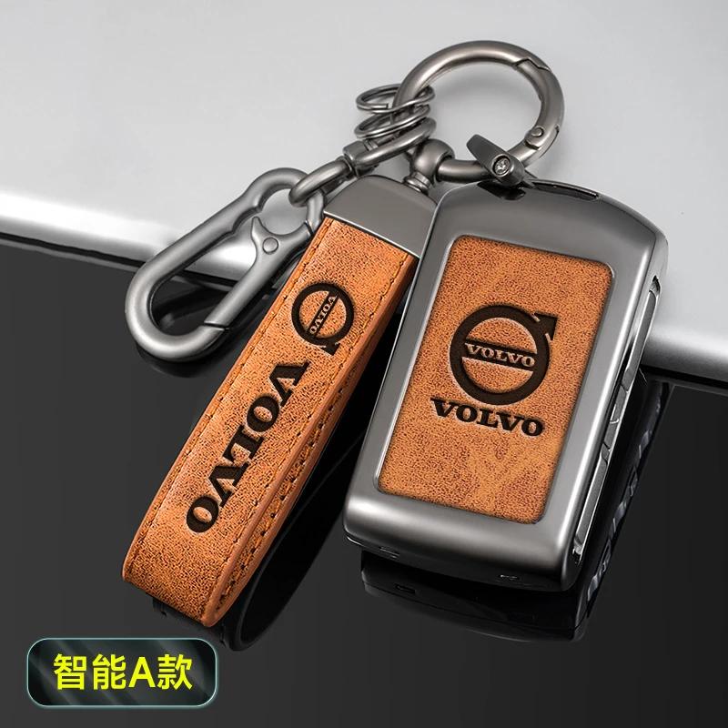 AABBG1 Zinc Alloy Car Key Case Cover Shell Holder Fob For Volvo S60 S90 XC40 XC60 XC90 V90 Polestar 1 Polestar 2 Keychain Car Accessory