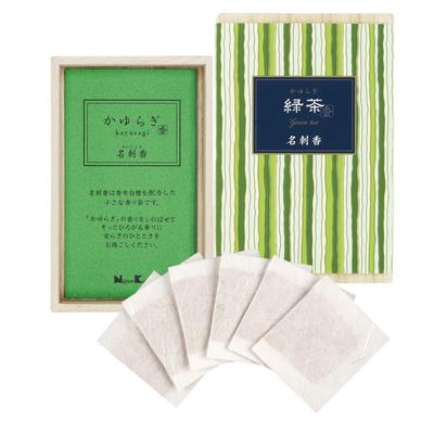 Зеленый чай Nippon Kodo Kayuragi, визитная карточка, благовония, павловния, коробка, 6 шт.