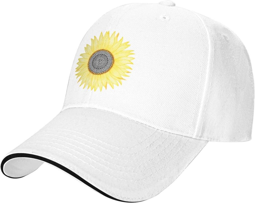 Sunflower Print Polyester Baseball Cap Casual Sun Protection Unisex Adult Trucker Hat