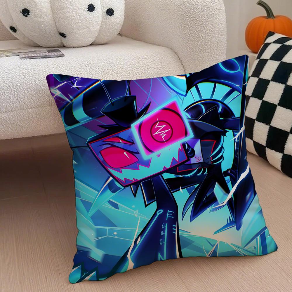 Edgy Musical Quirky Animate HHazbin Hotel Cushion Cover Throw Pillow Cover Hidden Button Durable Polyester Chair Cushion