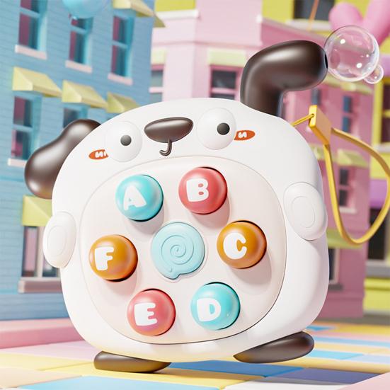 2-In-1 Mole Beating Whistle Toy Cartoon Dog Milk Tea Cup Push Button Handheld Game Machine Portable Travel Toddlers Educational Press Button Toy