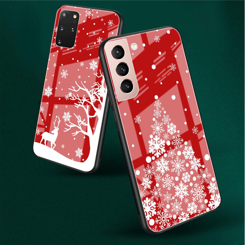 Рождественский мультяшный снеговик стеклянный чехол для Samsung Galaxy S22 S20 FE S21 Plus чехол для телефона S10 5G S9 Note 20 Ultra 10 Lite оболочка