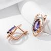 1 Pair Marquise Cut Purple Zircon Earrings for Women Vintage Gold Color Geometric Dangle Earrings Unique Wedding Jewelry Party Accessories