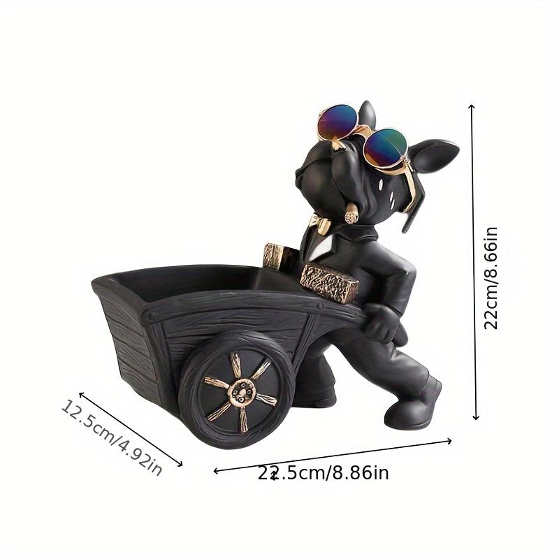 1 шт. Французский бульдог в стиле бохо в очках, фигурка тачки, полимерная скульптура, настольный декор для дома, гостиной, бара, кафе, праздника, Рождества,