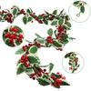 Christmas Garland Artificial Red Berry/Norfolk Pine Garland for Winter Fireplace Indoor Outdoor Holiday Decor