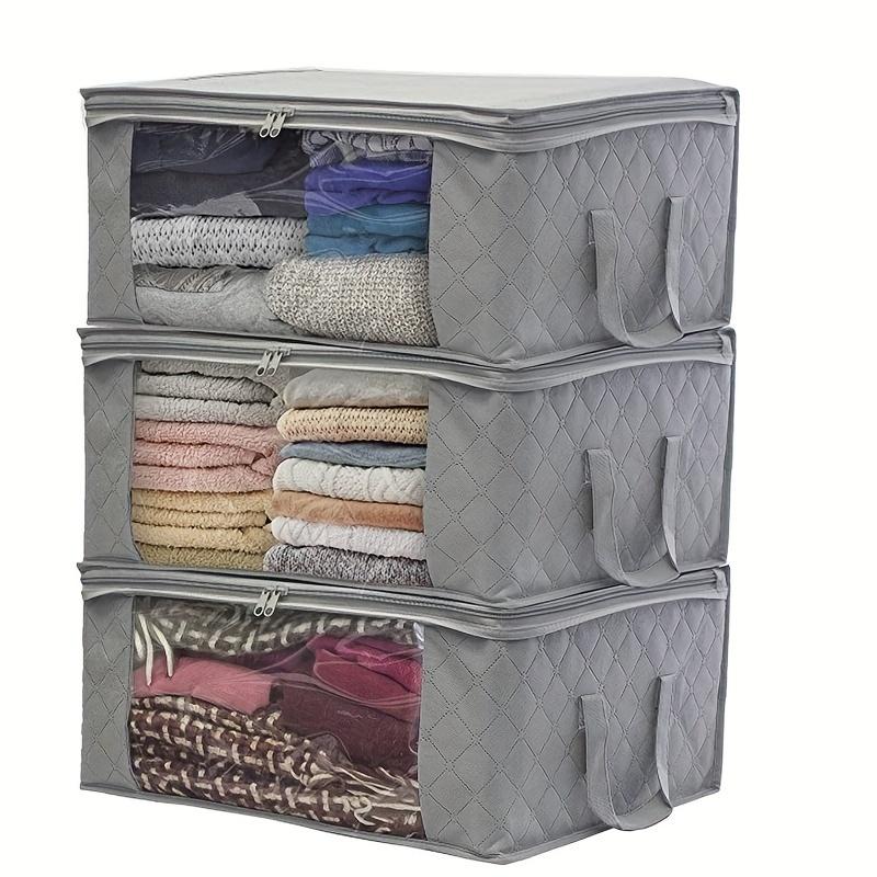 3PCS handbag, clothing storage bag, foldable blanket storage bag, used for organizing the storage of bedroom cabinets and blanke