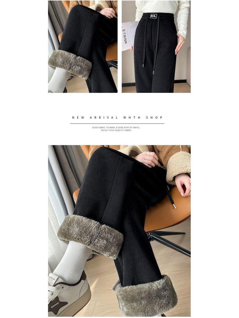 Толстые брюки из шерсти на широких штанинах с подкладкой из толстого флиса из овечьей шерсти