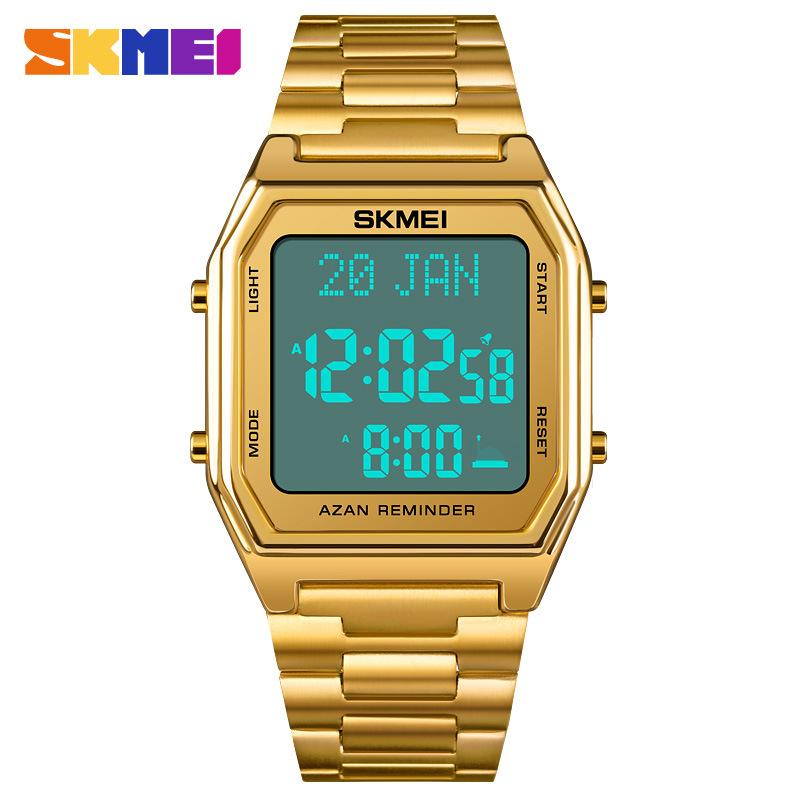 Moment American Мужские мусульманские часы Электронные часы Город Переключатель Закладка Направление Подсказка Многофункциональные часы