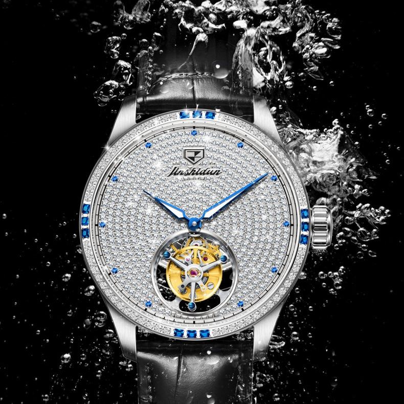JINSHIDUN Брендовые часы Tourbillon Brick Механические часы Модные трендовые мужские часы