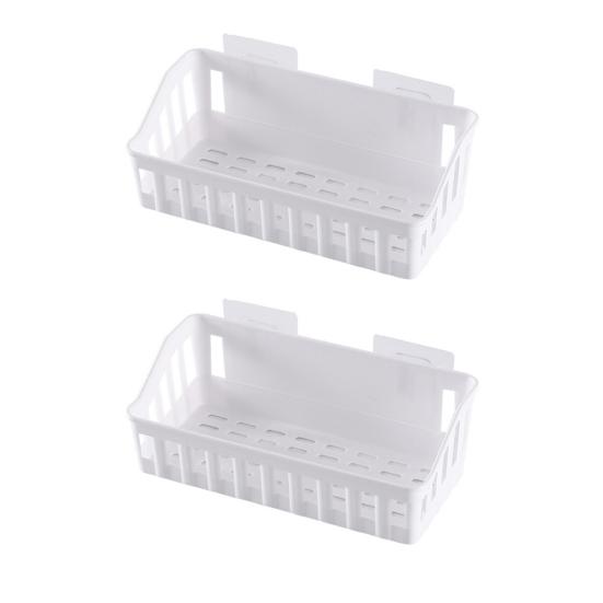 2Pcs Wall Mounted Bathroom Shelf Punch-Free Installation Plastic Soap Draining Holder for Toiletries Shampoo Shower Caddy Multifunctional Brush Sponge