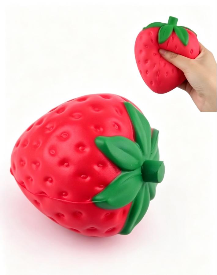 Giant Strawberry Squishy Toy, Extra Large Slow Rising Fidget Squeeze Ball, Stress Relief Sensory Fruit Toy Gift for Adults