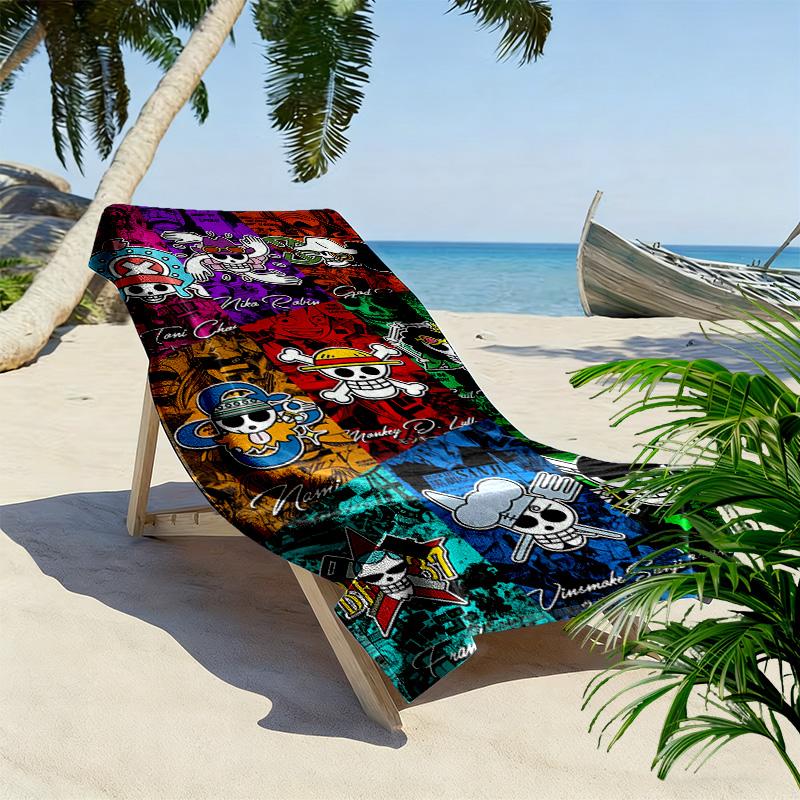 Pirate Anime Print Beach Towel, Large Soft Quick Dry Towel for Beach Camping Swimming