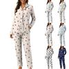 Women's Casual Fashion Heart Print Long-Sleeved Top And Trousers Homewear Set