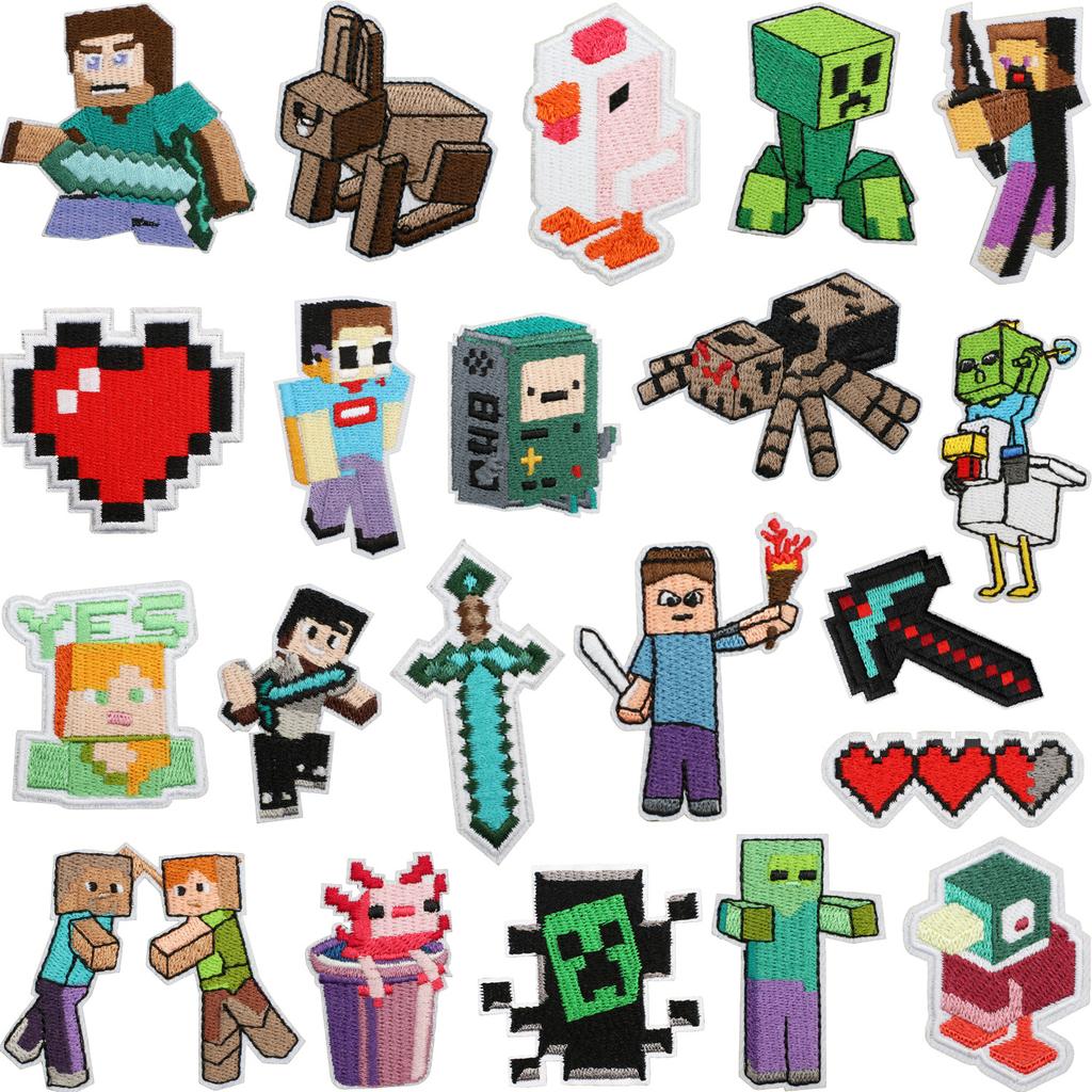 Game Character Embroidery Cloth Sticker My World Patch Sticker Bag Decoration Embroidery Label Pixel Chapter Sticker Heat Transfer