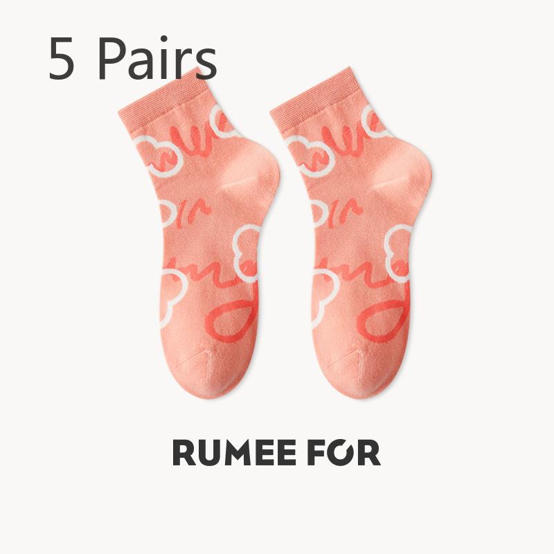 5 пар женских новых универсальных хлопковых носков с милым мультяшным трехмерным цветочным рисунком