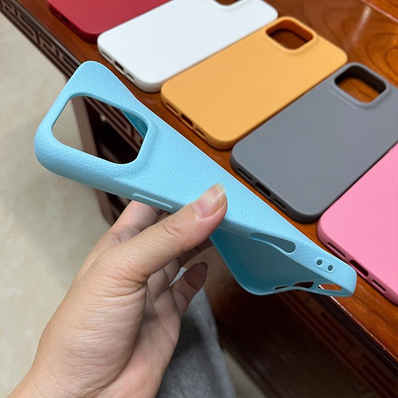 Applicable To IPhone16ProMax Mobile Phone Case 14 Apple 15 Simple TPU Leather Pattern 12Pro Material Case 13