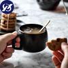 Керамическая чашка для кофе и блюдце, 250 мл, черный пигментированный фарфор, набор чайных чашек с ложкой, набор посуды