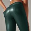 Женские модные леггинсы из искусственной кожи с высокой талией, однотонные облегающие штаны для йоги