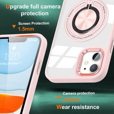 Магнитный чехол для телефона для iPhone 12/12 Pro с подставкой, ТПУ рамка, прозрачная поликарбонатная задняя крышка