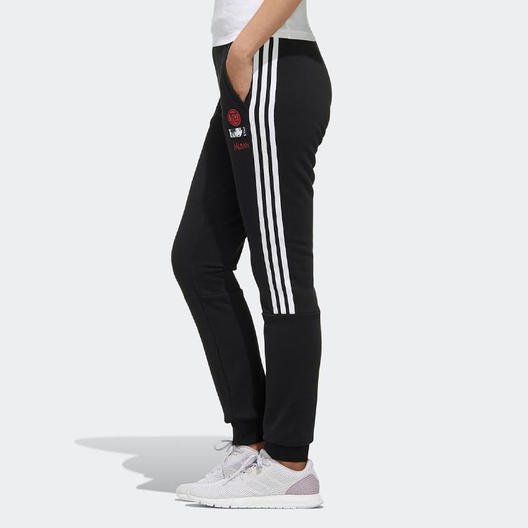 Adidas Neo X Disney Mulan Embroidered Print Vintage Striped Cuffed Sweatpants Women Bottoms Black GK5900