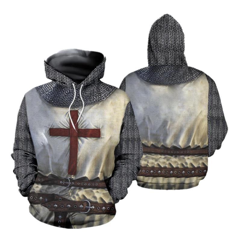 Толстовка с капюшоном в стиле рыцарей-тамплиеров, куртка Crusader Cross, средневековый свитер, пуловер с принтом 3D, мужской спортивный костюм с капюшоном, карнавал