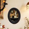 Small Oval Wall Picture Halloween Ghost Decor Cute Table Sign Vintage Framed Waterproof Prints Picture Decorative Art for Mantel Living Room