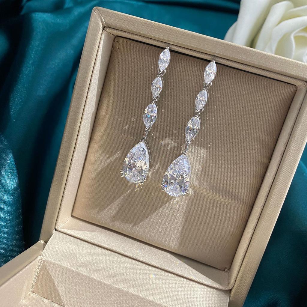 Gica Gema Серьги-капли с высокоуглеродистыми бриллиантами, стерлинговое серебро 925 пробы, 47*10 мм, белый драгоценный камень, романтические ювелирные изделия, подарки для свадебной вечеринки, новый тренд