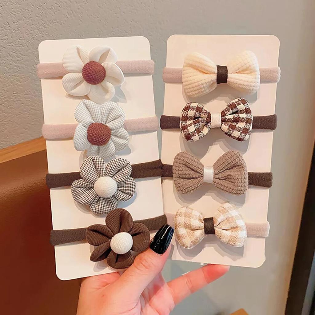 4Pcs Flower Girls Elastic Hair Bands Sweet Bow Hair Ties Children Ponytail Holder Rubber Band Headband Kids Hair Accessories