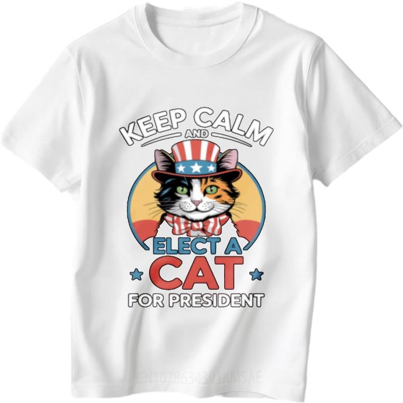 Relaxed Fit For Unisex Oneck T Shirt Unisex Keep Calm And Elect A Cat For President Stylish For Unisex Teeshirt Classic Tshirt